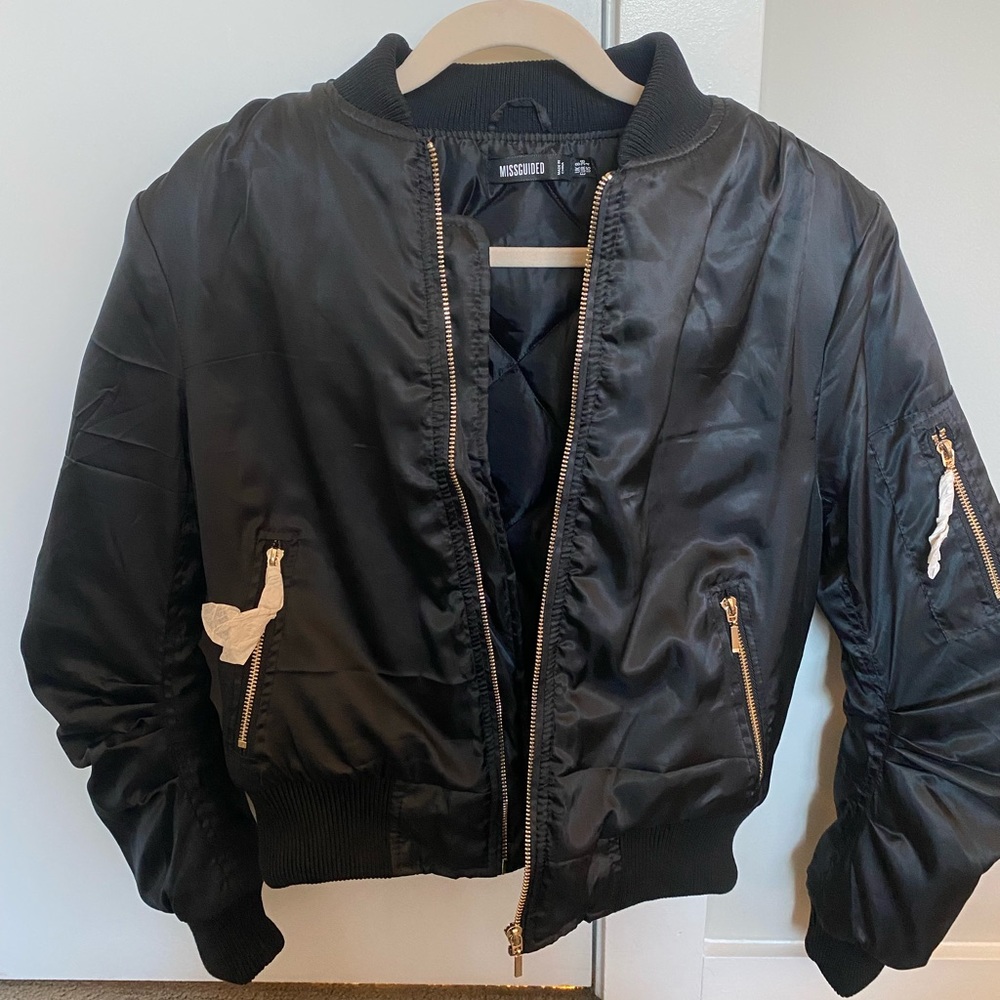 Black Puffer Jacket- Miss guided size 4